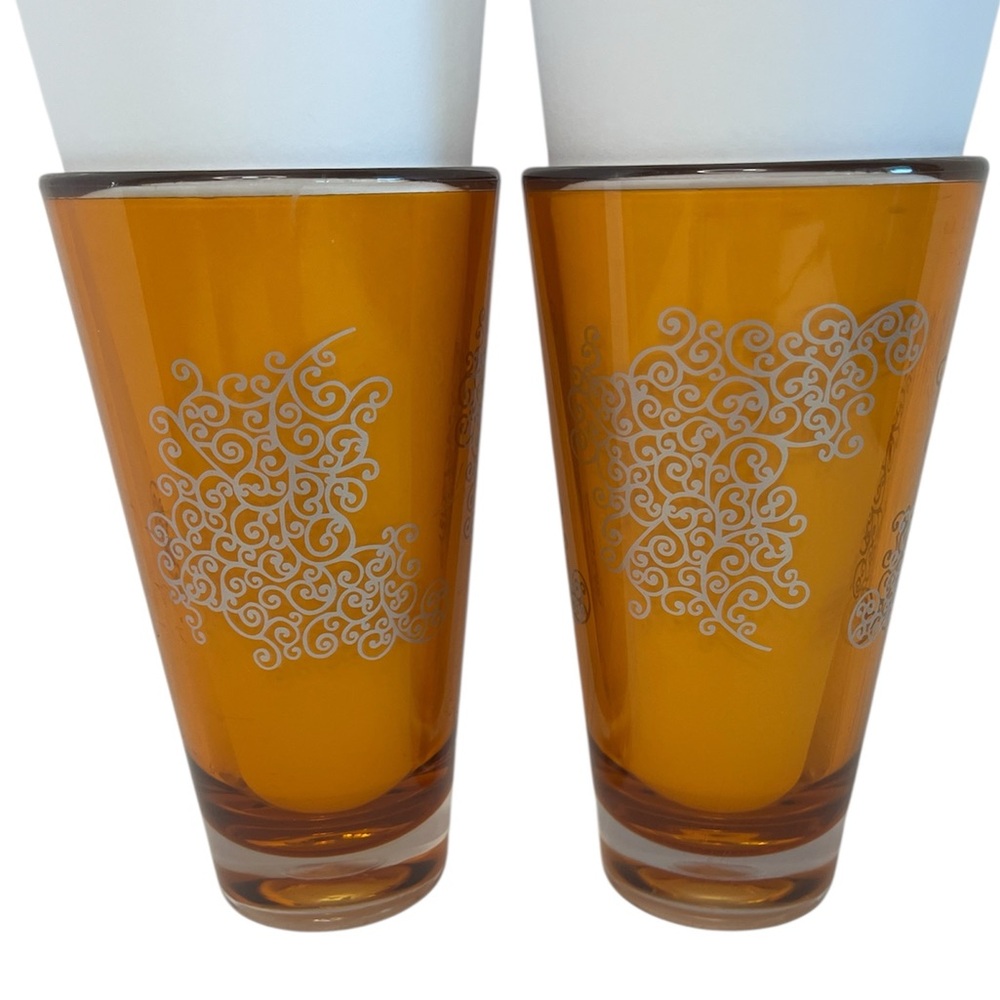 Starbucks Orange Highball Tumbler Filigree Baroque Rococo 2004 Collectible 20oz